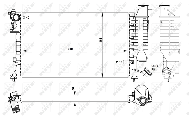 NRF 50424 Radiatore, Raffreddamento motore-Radiatore, Raffreddamento motore-Ricambi Euro