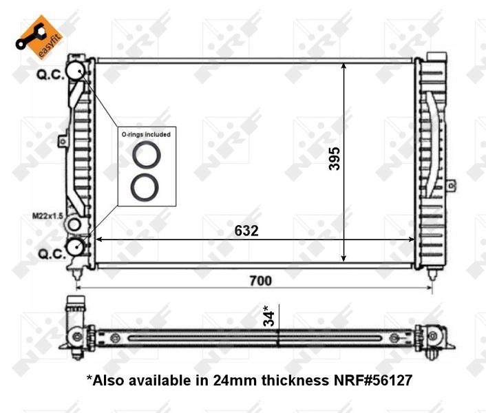 NRF 509504 Radiatore, Raffreddamento motore