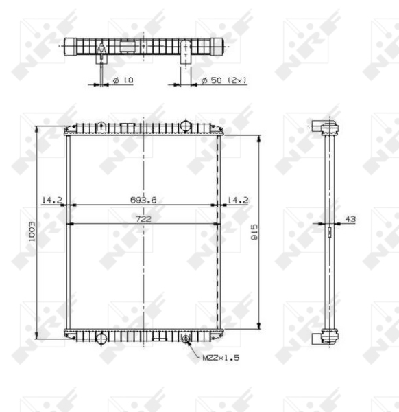 NRF 509707 Radiatore, Raffreddamento motore