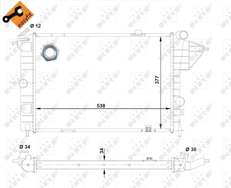 NRF 513508 Radiatore, Raffreddamento motore