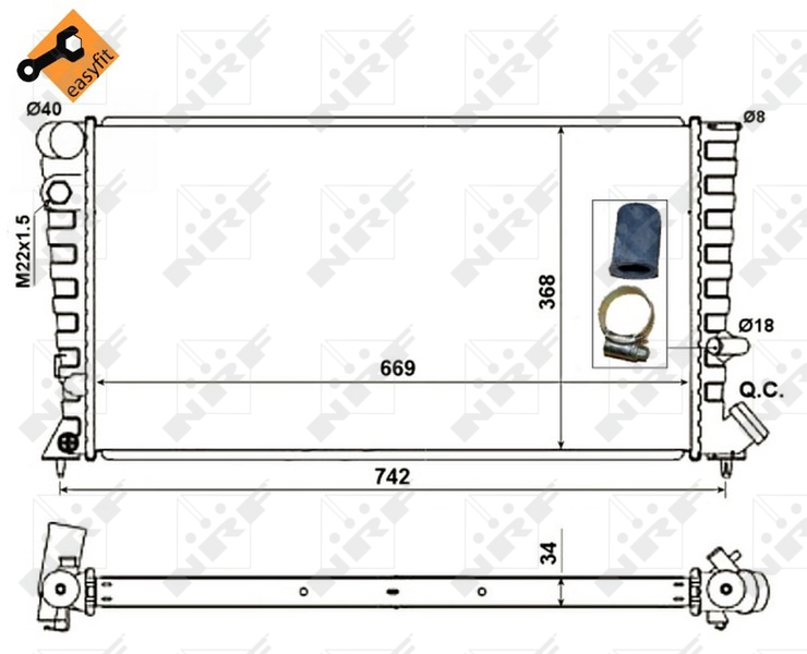 NRF 519510 Radiatore, Raffreddamento motore