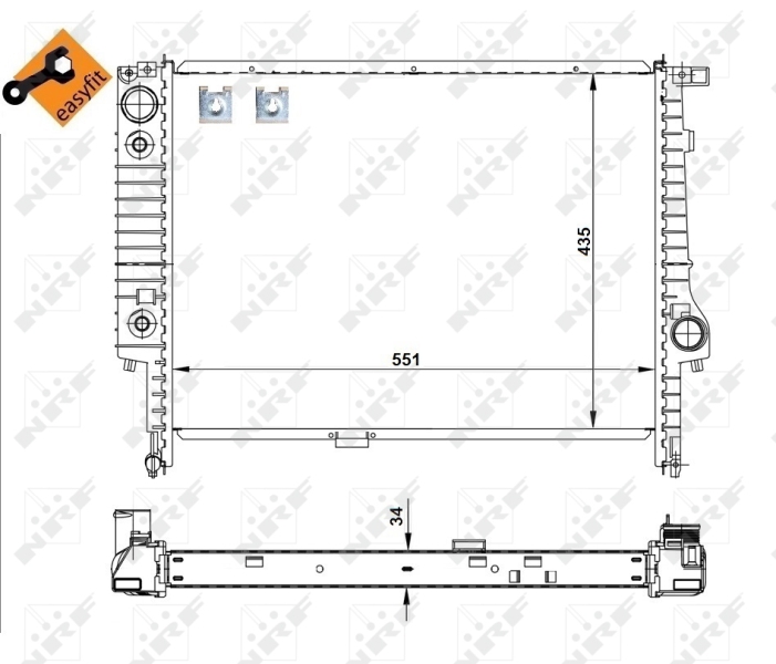 NRF 519558 Radiatore, Raffreddamento motore