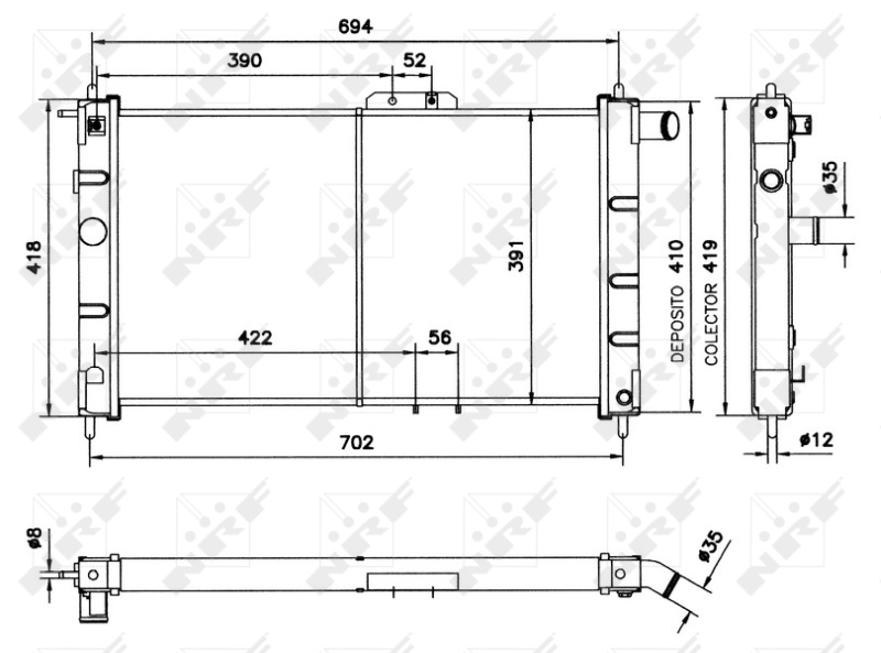 NRF 52053 Radiatore, Raffreddamento motore