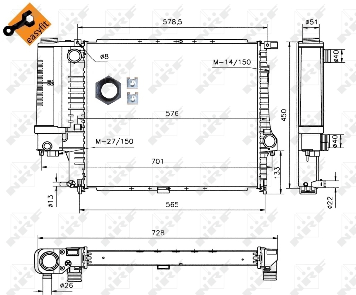 NRF 53852 Radiatore, Raffreddamento motore