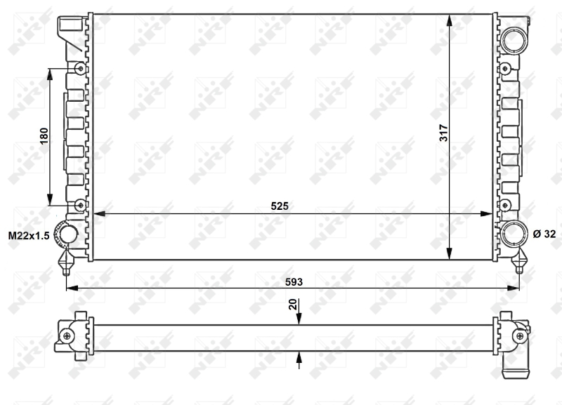 NRF 539501 Radiatore, Raffreddamento motore