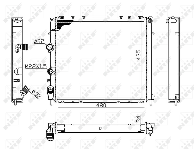 NRF 58075A Radiatore, Raffreddamento motore-Radiatore, Raffreddamento motore-Ricambi Euro