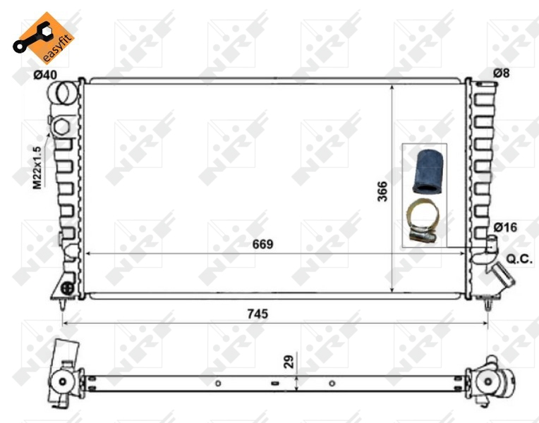 NRF 58189 Radiatore, Raffreddamento motore