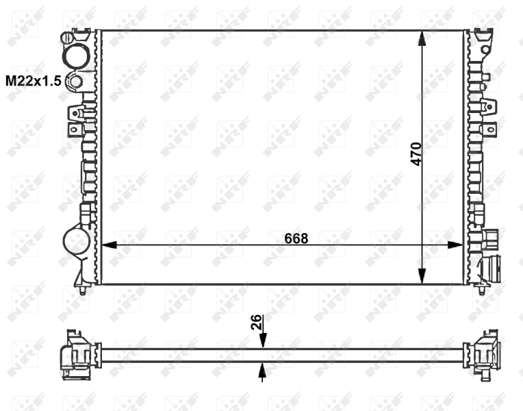 NRF 58262 Radiatore, Raffreddamento motore