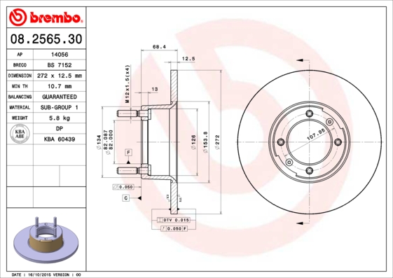 A.B.S. 08.2565.30 BREMBO Bremsscheibe