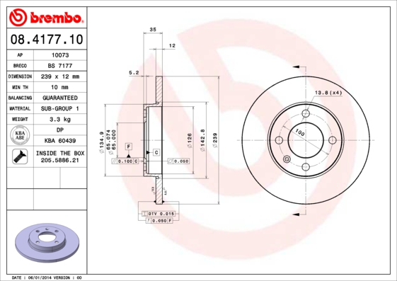 A.B.S. 08.4177.10 BREMBO Bremsscheibe