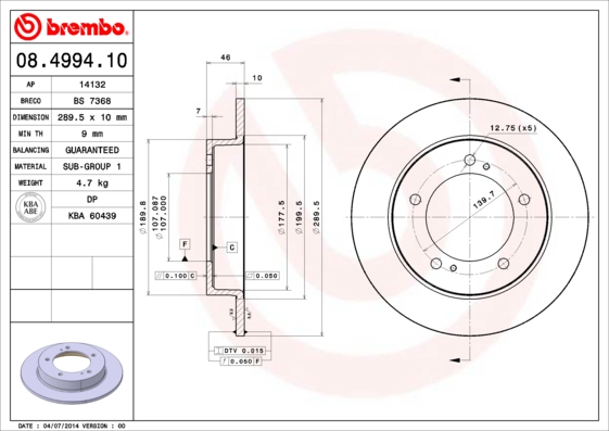 A.B.S. 08.4994.10 BREMBO Bremsscheibe