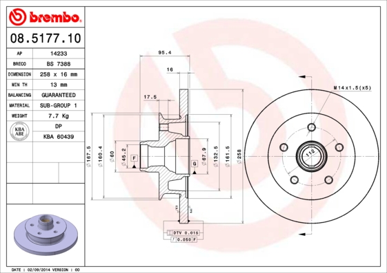 A.B.S. 08.5177.10 BREMBO Bremsscheibe