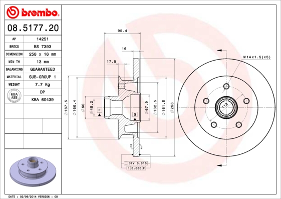 A.B.S. 08.5177.20 BREMBO Bremsscheibe