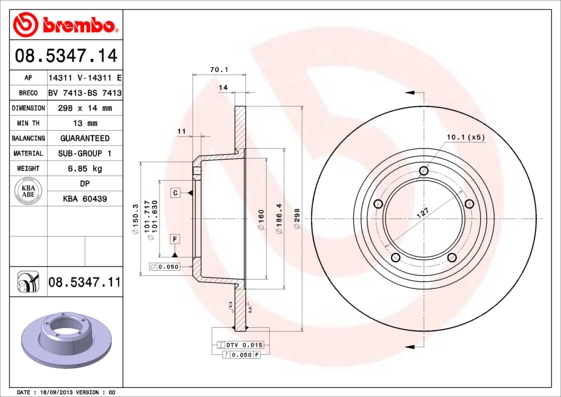 A.B.S. 08.5347.11 BREMBO COATED DISC LINE Bremsscheibe