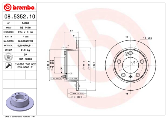 A.B.S. 08.5352.10 BREMBO Bremsscheibe