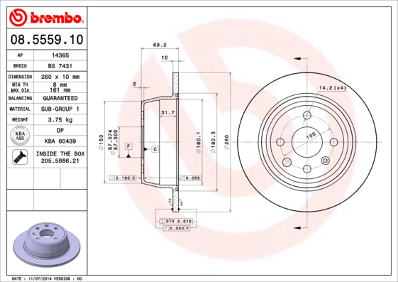 A.B.S. 08.5559.10 BREMBO Bremsscheibe