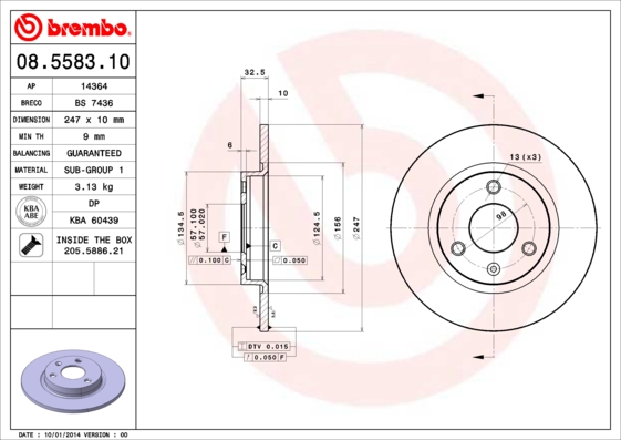 A.B.S. 08.5583.10 BREMBO Bremsscheibe