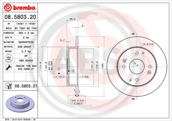 A.B.S. 08.5803.21 Bremsscheibe