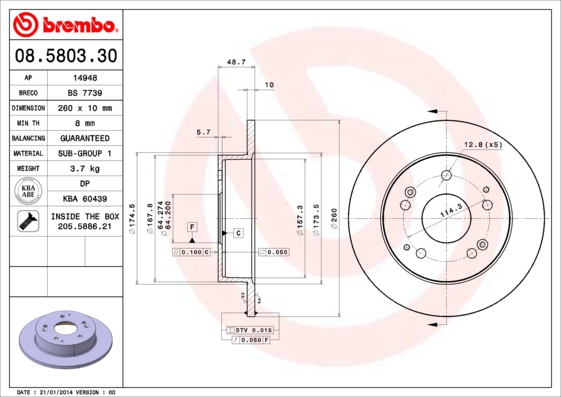 A.B.S. 08.5803.30 BREMBO Bremsscheibe