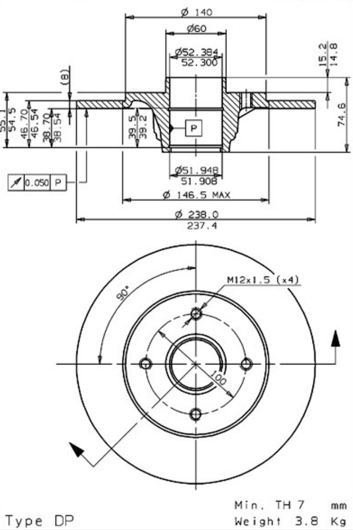 A.B.S. 08.5834.10 BREMBO Bremsscheibe