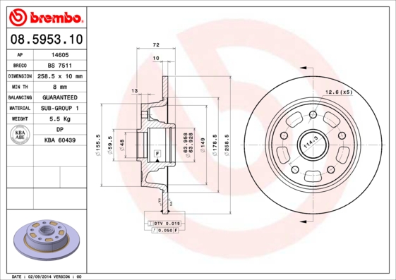 A.B.S. 08.5953.10 BREMBO Bremsscheibe