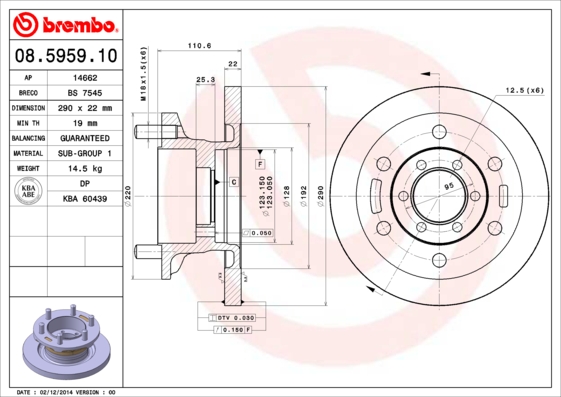 A.B.S. 08.5959.10 BREMBO Bremsscheibe