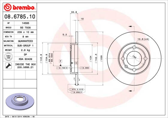 A.B.S. 08.6785.10 BREMBO Bremsscheibe