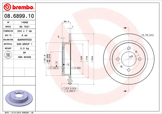 A.B.S. 08.6899.10 BREMBO Bremsscheibe