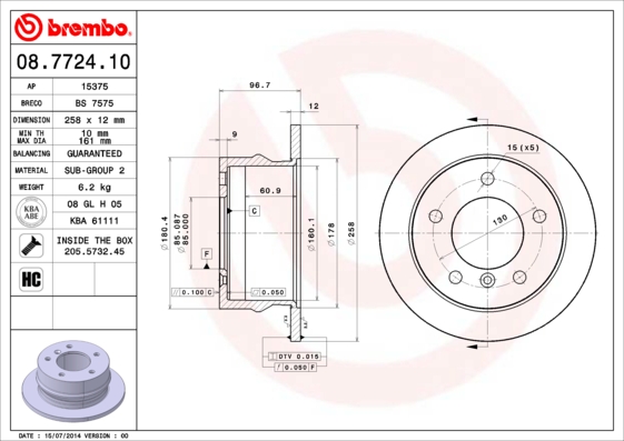 A.B.S. 08.7724.10 BREMBO Bremsscheibe
