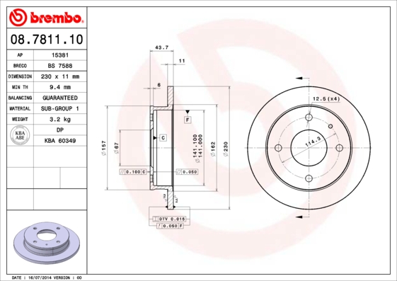 A.B.S. 08.7811.10 BREMBO Bremsscheibe