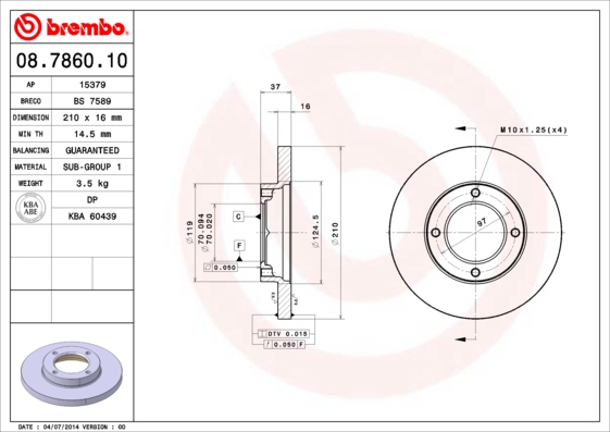 A.B.S. 08.7860.10 BREMBO Bremsscheibe