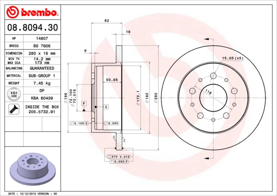 A.B.S. 08.8094.30 BREMBO Bremsscheibe