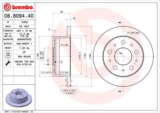 A.B.S. 08.8094.40 BREMBO Bremsscheibe