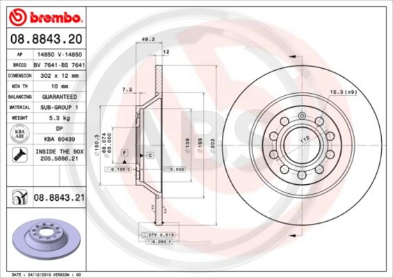 A.B.S. 08.8843.21 Bremsscheibe