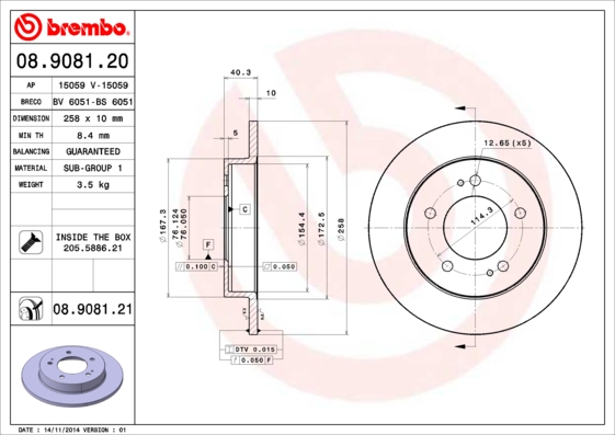 A.B.S. 08.9081.21 BREMBO Bremsscheibe