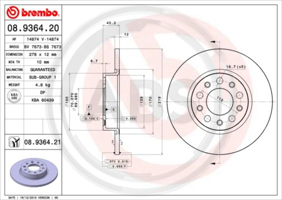 A.B.S. 08.9364.21 Bremsscheibe