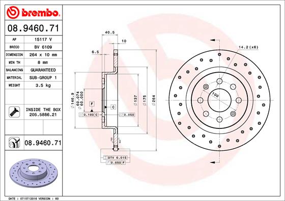 A.B.S. 08.9460.71 BREMBO COATED DISC LINE Bremsscheibe