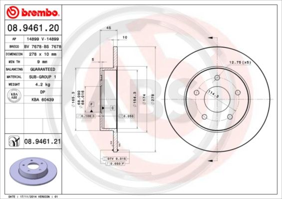 A.B.S. 08.9461.21 Bremsscheibe