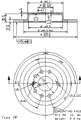 A.B.S. 08.9511.11 BREMBO COATED DISC LINE Bremsscheibe