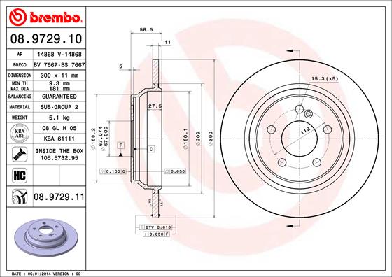 A.B.S. 08.9729.11 BREMBO COATED DISC LINE Bremsscheibe