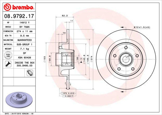 A.B.S. 08.9792.17 BREMBO BEARING DISC LINE Bremsscheibe