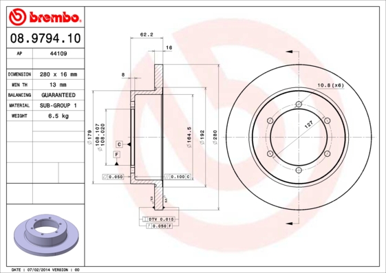 A.B.S. 08.9794.10 BREMBO Bremsscheibe