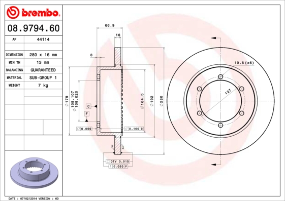 A.B.S. 08.9794.60 BREMBO Bremsscheibe