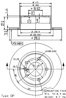 A.B.S. 08.9859.81 BREMBO COATED DISC LINE Bremsscheibe