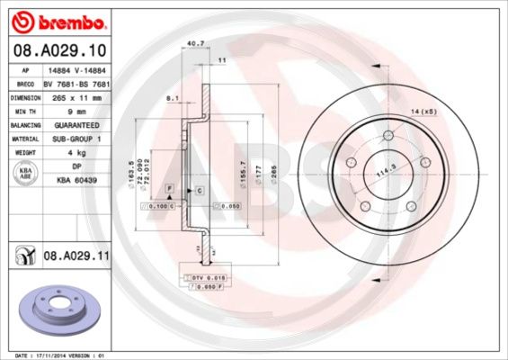 A.B.S. 08.A029.11 Bremsscheibe