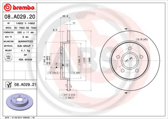 A.B.S. 08.A029.21 Bremsscheibe