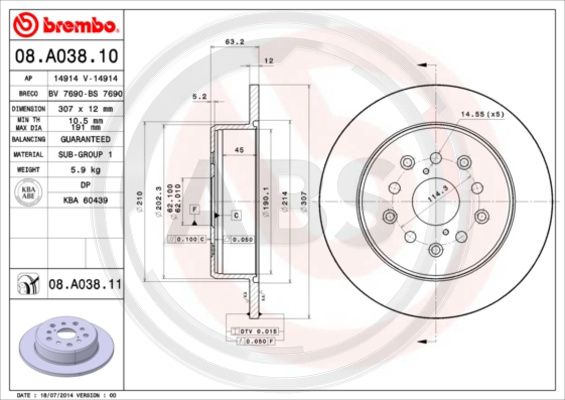 A.B.S. 08.A038.11 Bremsscheibe