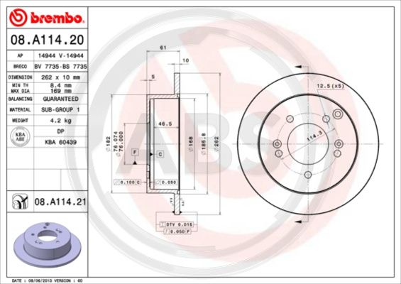 A.B.S. 08.A114.21 Bremsscheibe