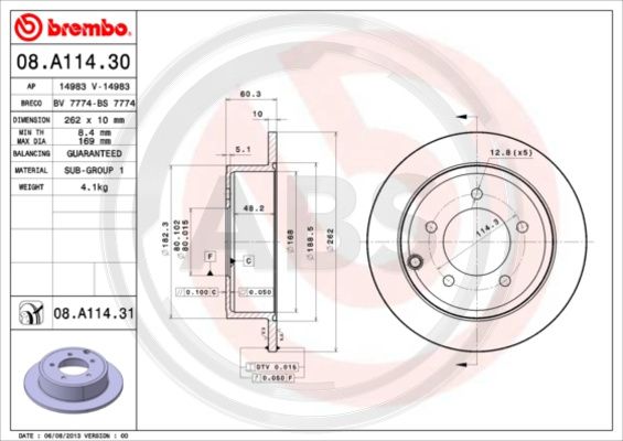 A.B.S. 08.A114.31 Bremsscheibe