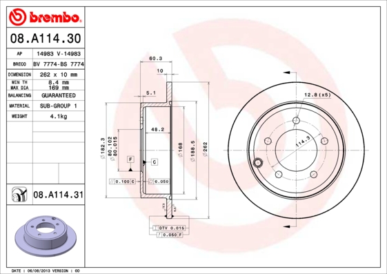 A.B.S. 08.A114.31 BREMBO COATED DISC LINE Bremsscheibe